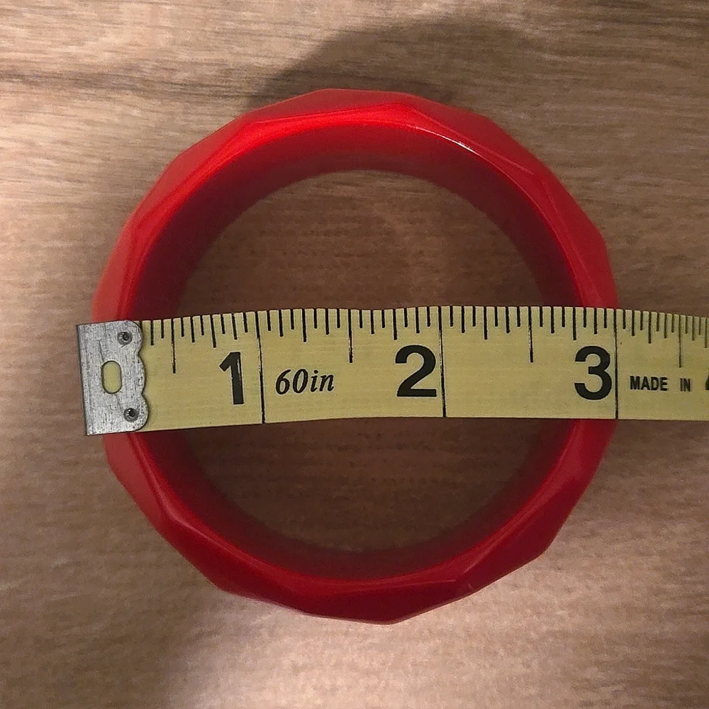 Y2K Red Plastic Hexagonal Design Bracelet